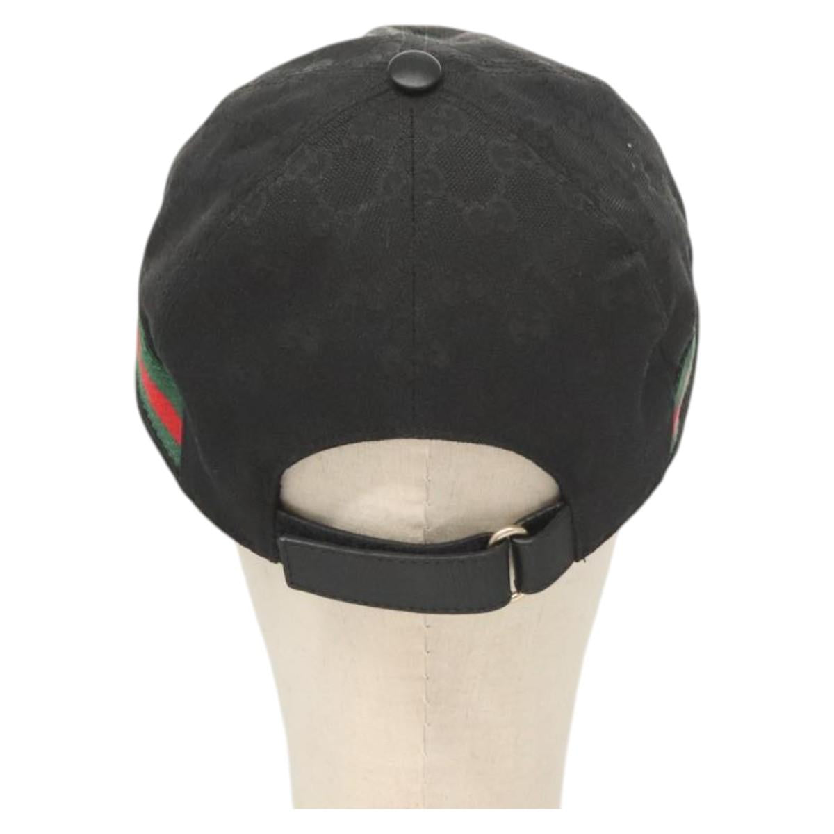 GUCCI GG Canvas Web Sherry Line Cap L Black Red Green 200035 Auth am8293