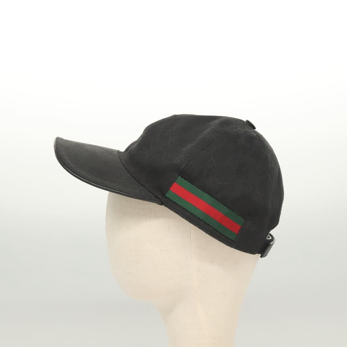 GUCCI GG Canvas Web Sherry Line Cap L Black Red Green 200035 Auth am8293