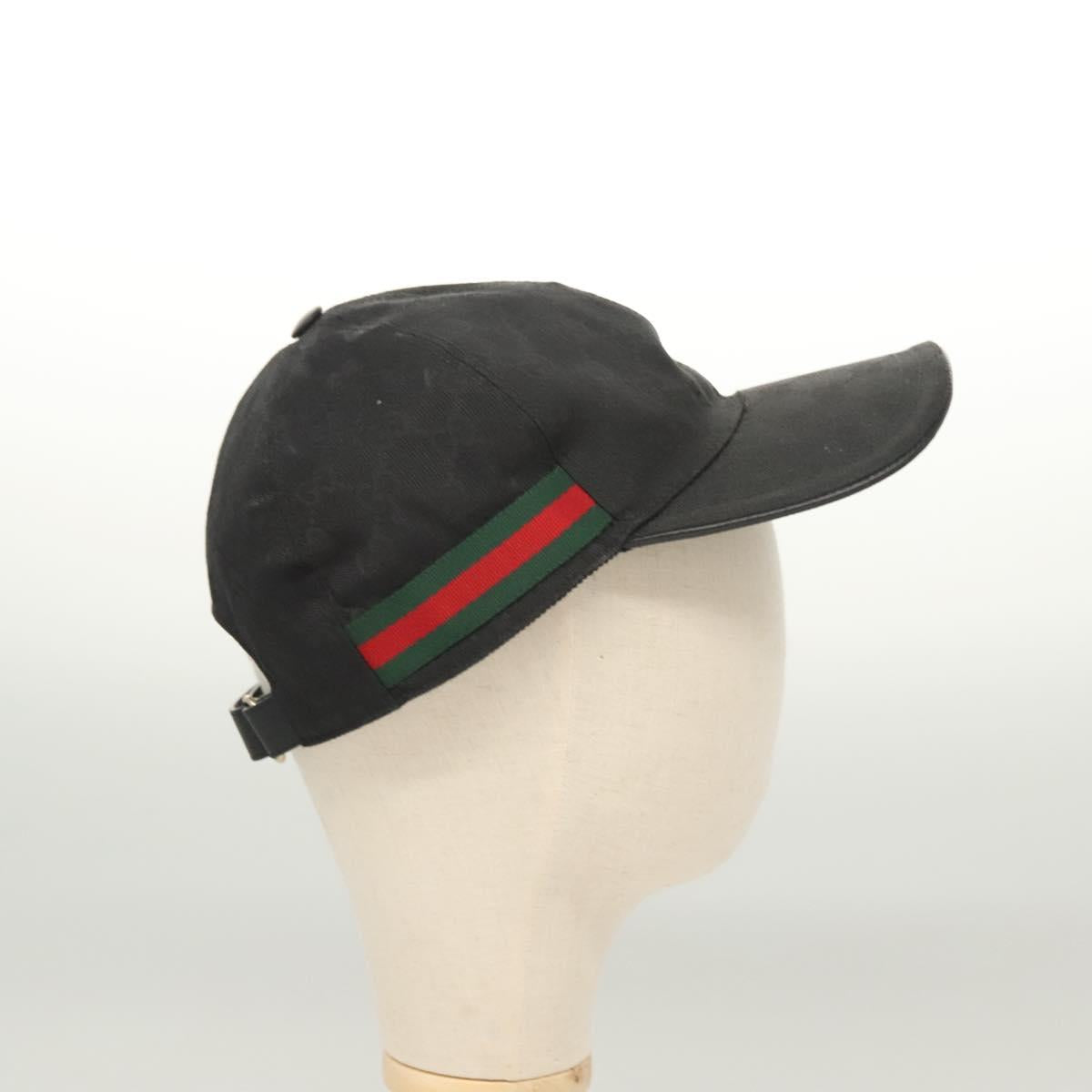 GUCCI GG Canvas Web Sherry Line Cap L Black Red Green 200035 Auth am8293
