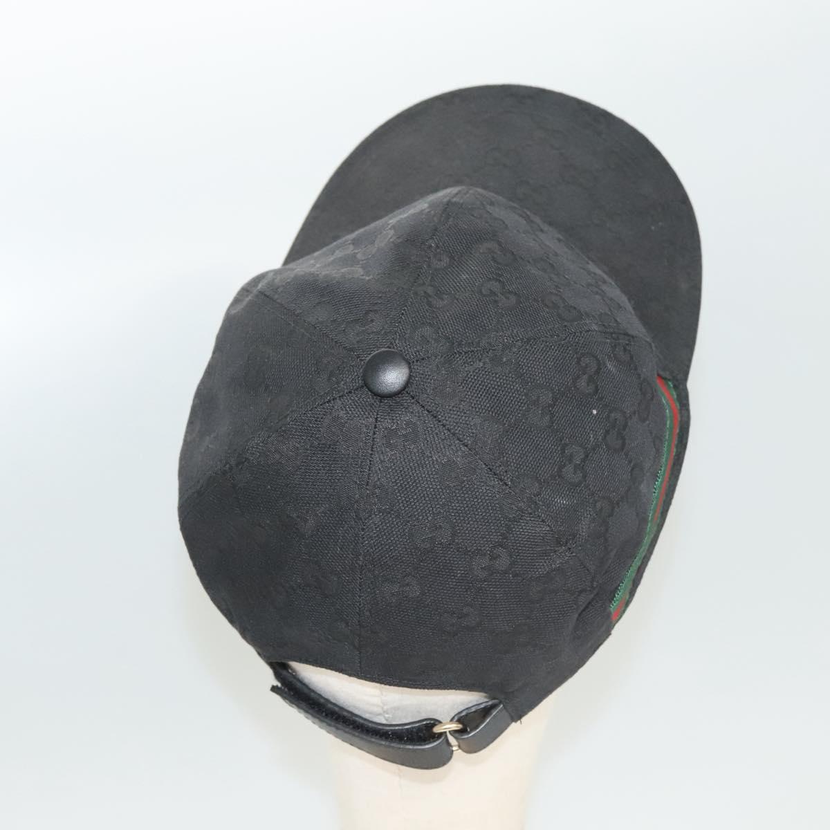 GUCCI GG Canvas Web Sherry Line Cap L Black Red Green 200035 Auth am8293