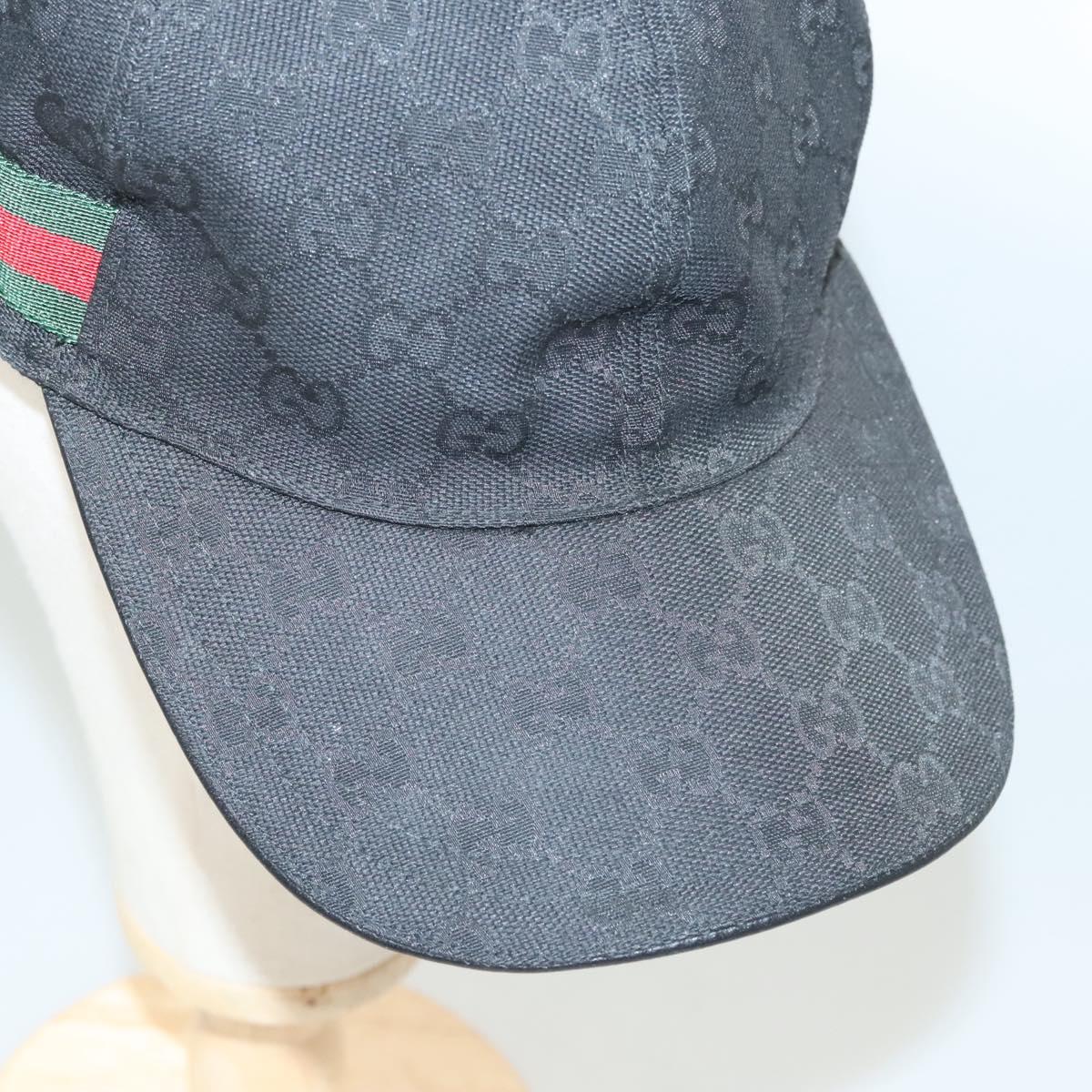 GUCCI GG Canvas Web Sherry Line Cap L Black Red Green 200035 Auth am8293