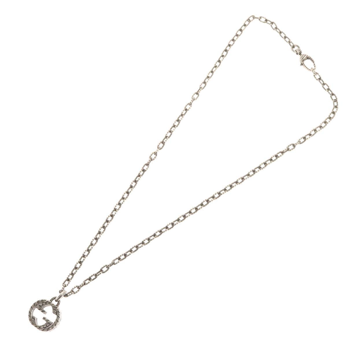 GUCCI Interlocking Necklace Ag925 Silver Auth am8310