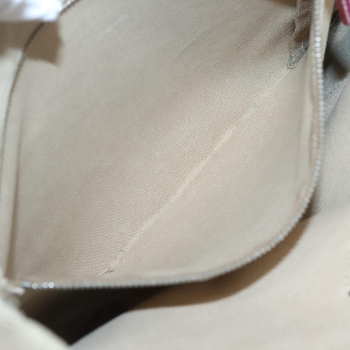 PRADA Hand Bag Canvas Leather Beige Purple Silver Auth am8322