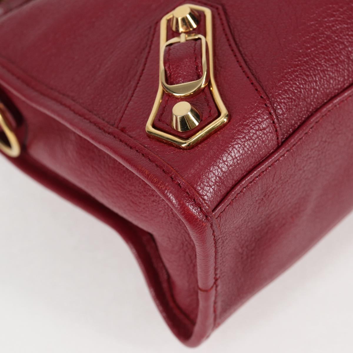 BALENCIAGA Classic Metallic Edge City S Bag Leather Red Gold 432831 Auth am8323M