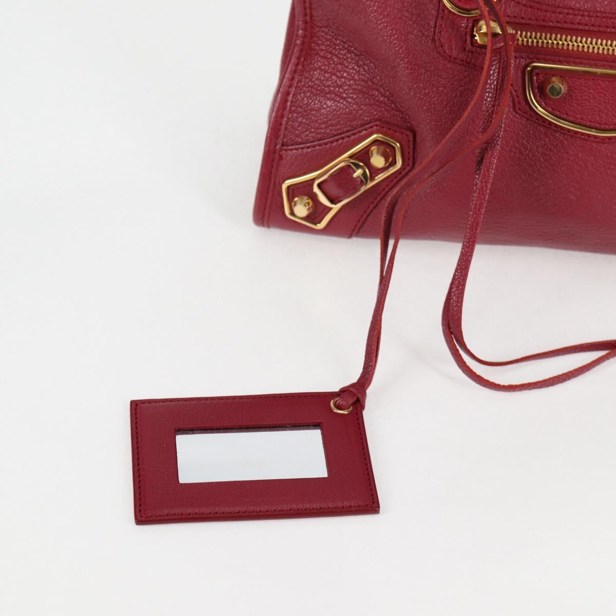 BALENCIAGA Classic Metallic Edge City S Bag Leather Red Gold 432831 Auth am8323M