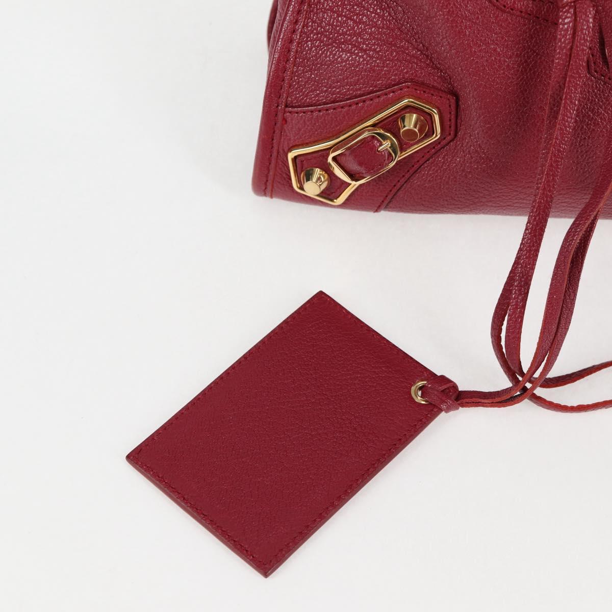 BALENCIAGA Classic Metallic Edge City S Bag Leather Red Gold 432831 Auth am8323M