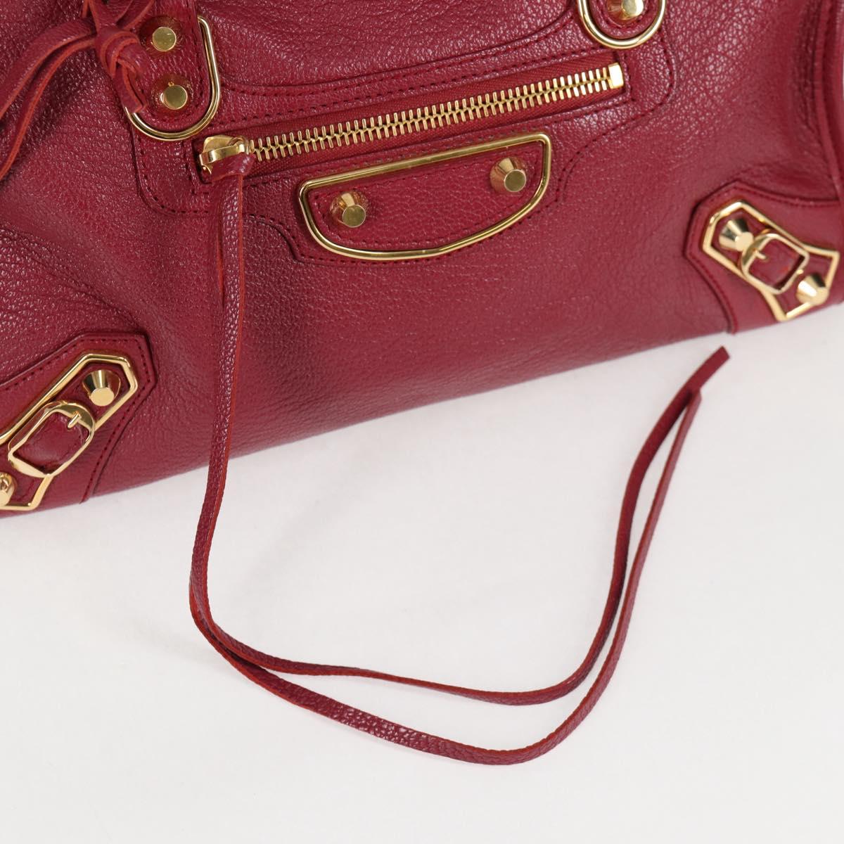 BALENCIAGA Classic Metallic Edge City S Bag Leather Red Gold 432831 Auth am8323M