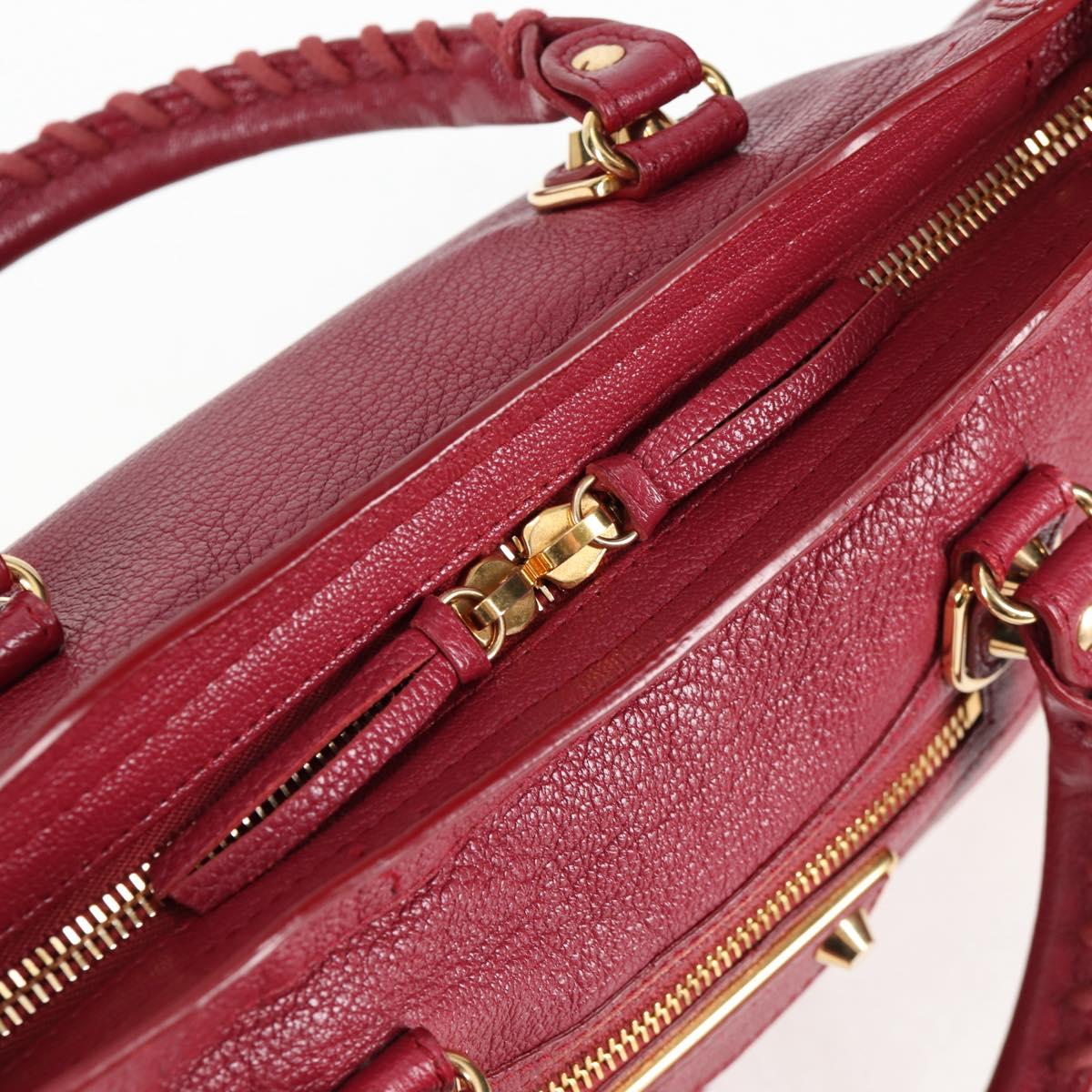 BALENCIAGA Classic Metallic Edge City S Bag Leather Red Gold 432831 Auth am8323M