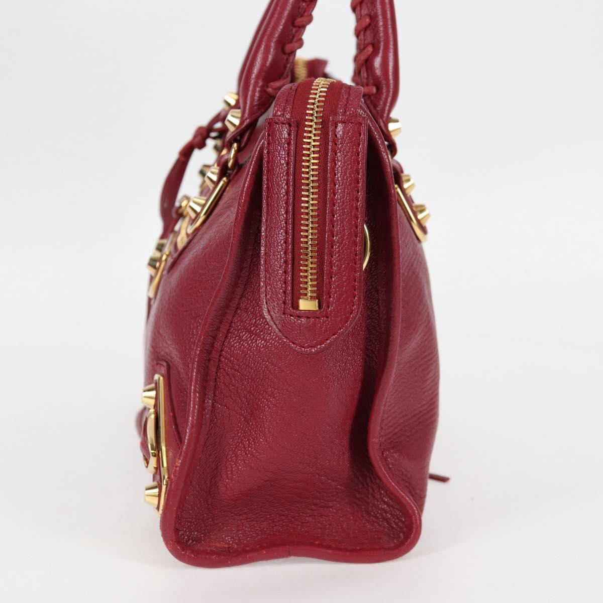 BALENCIAGA Classic Metallic Edge City S Bag Leather Red Gold 432831 Auth am8323M