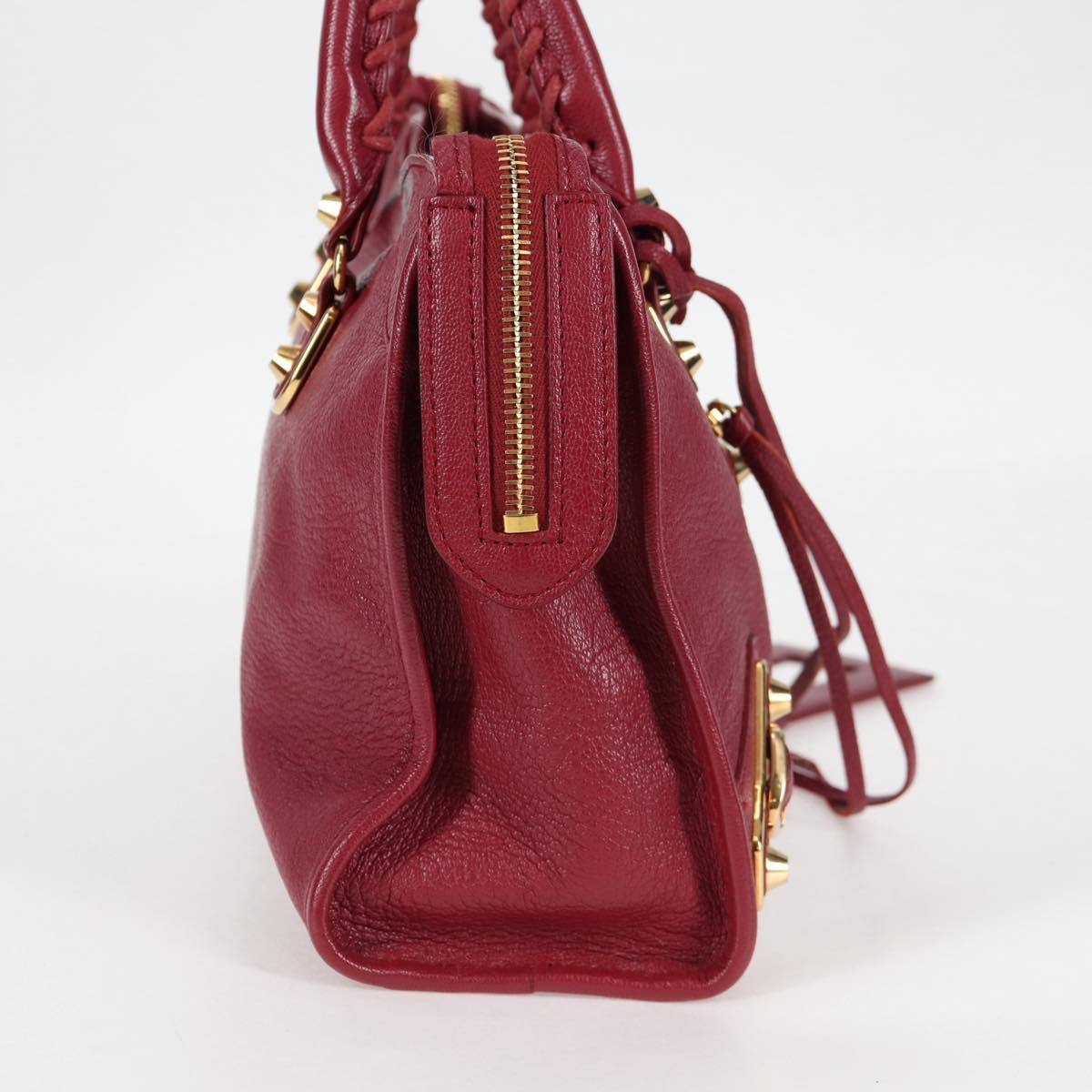 BALENCIAGA Classic Metallic Edge City S Bag Leather Red Gold 432831 Auth am8323M