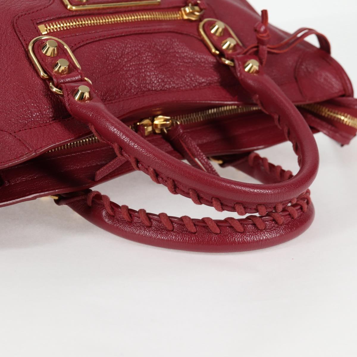 BALENCIAGA Classic Metallic Edge City S Bag Leather Red Gold 432831 Auth am8323M