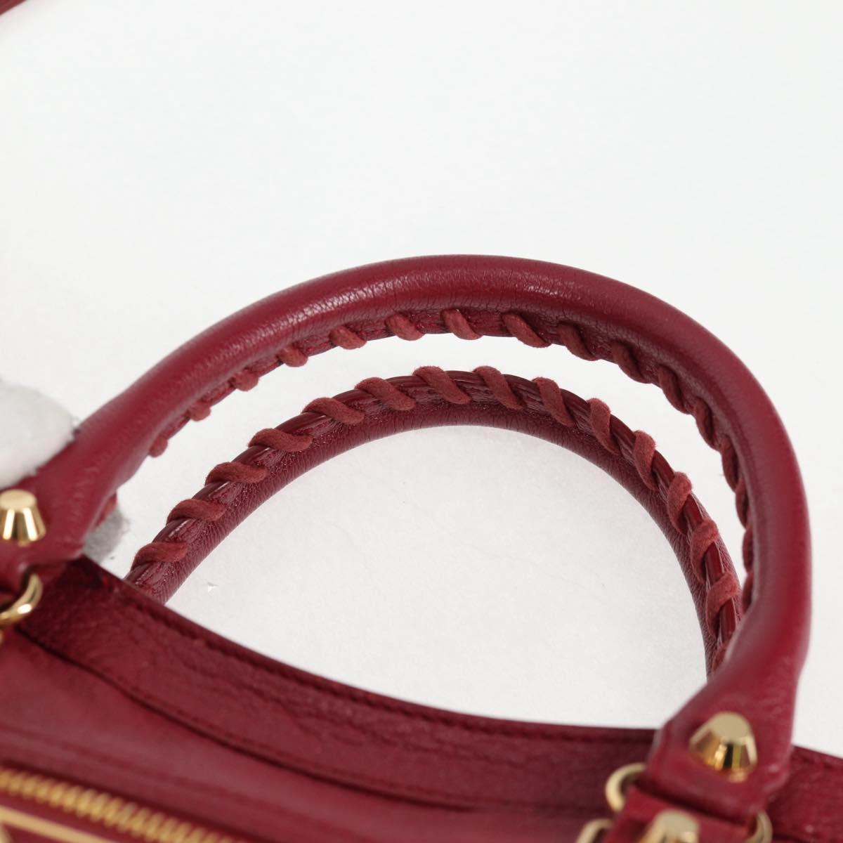 BALENCIAGA Classic Metallic Edge City S Bag Leather Red Gold 432831 Auth am8323M