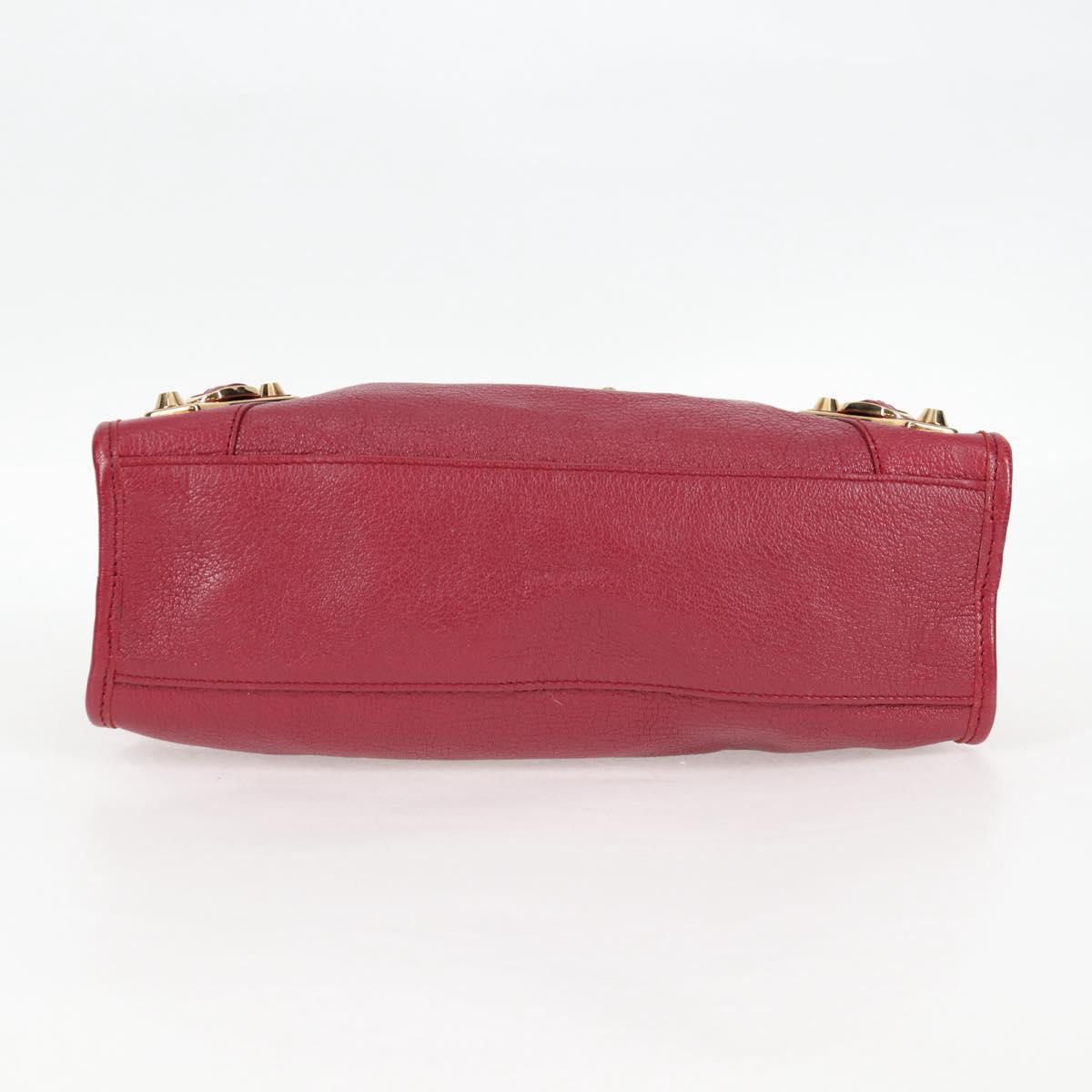 BALENCIAGA Classic Metallic Edge City S Bag Leather Red Gold 432831 Auth am8323M