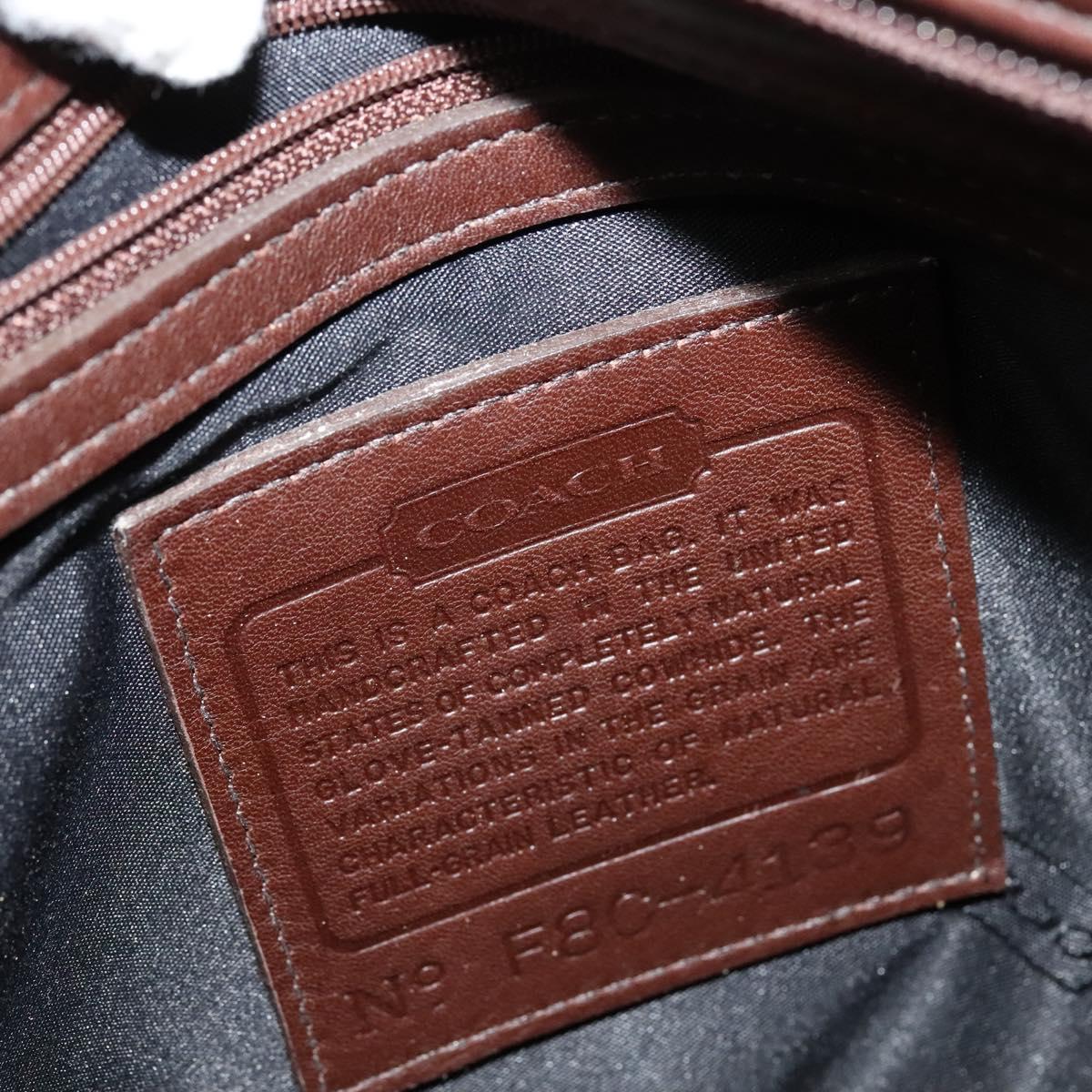 Coach Shoulder Bag Leather Brown Silver Auth am8338