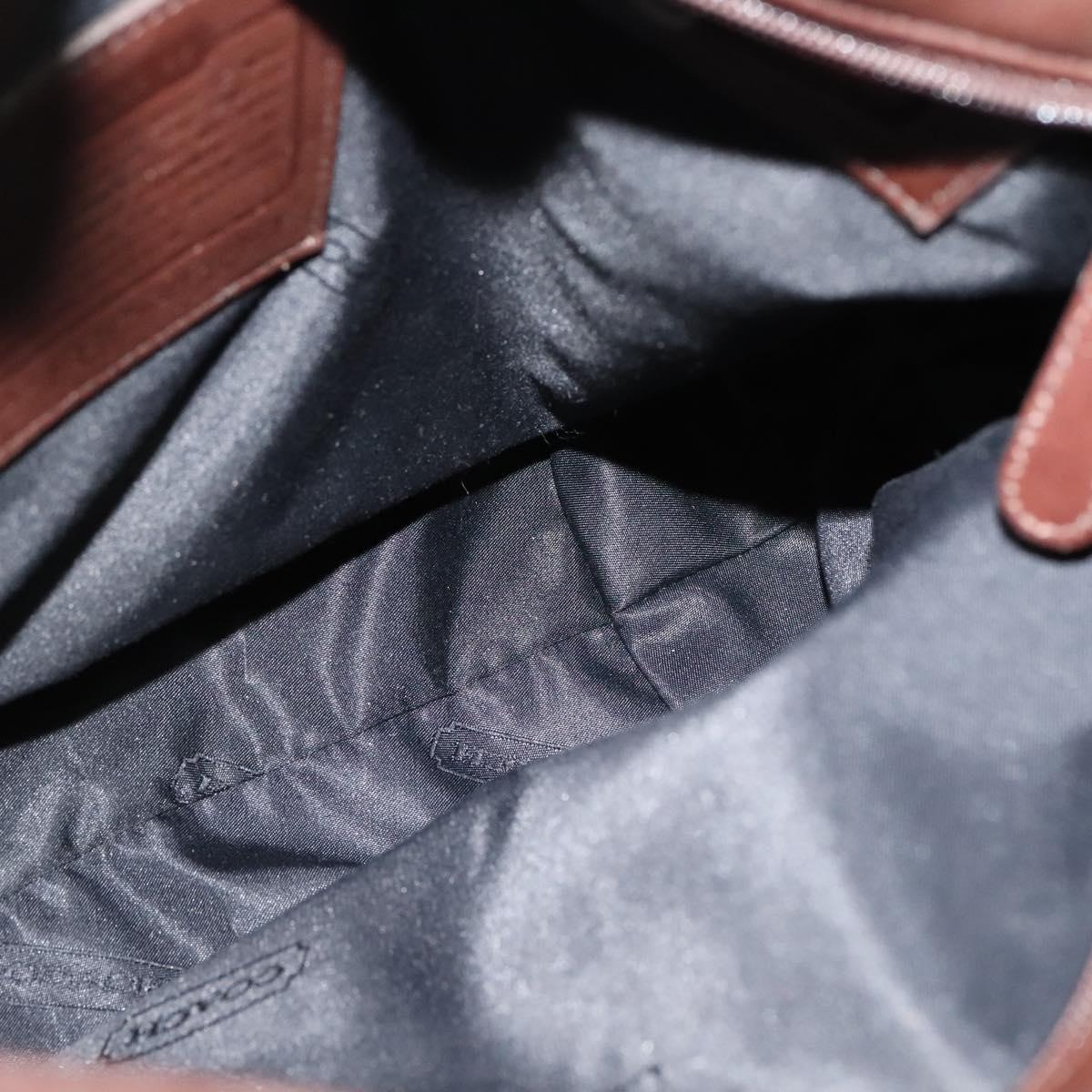 Coach Shoulder Bag Leather Brown Silver Auth am8338