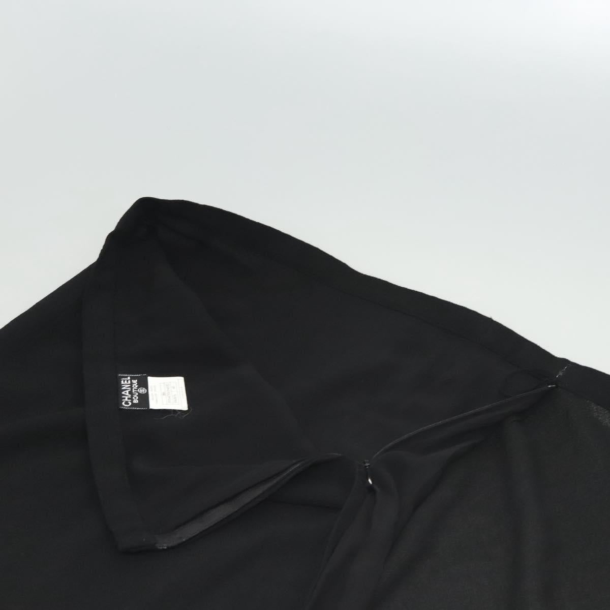 CHANEL Skirt Wool Black CC Auth am8344