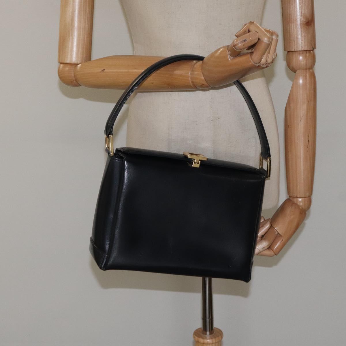 GUCCI Hand Bag Leather Navy Gold 000 1448 1269 Auth am8346
