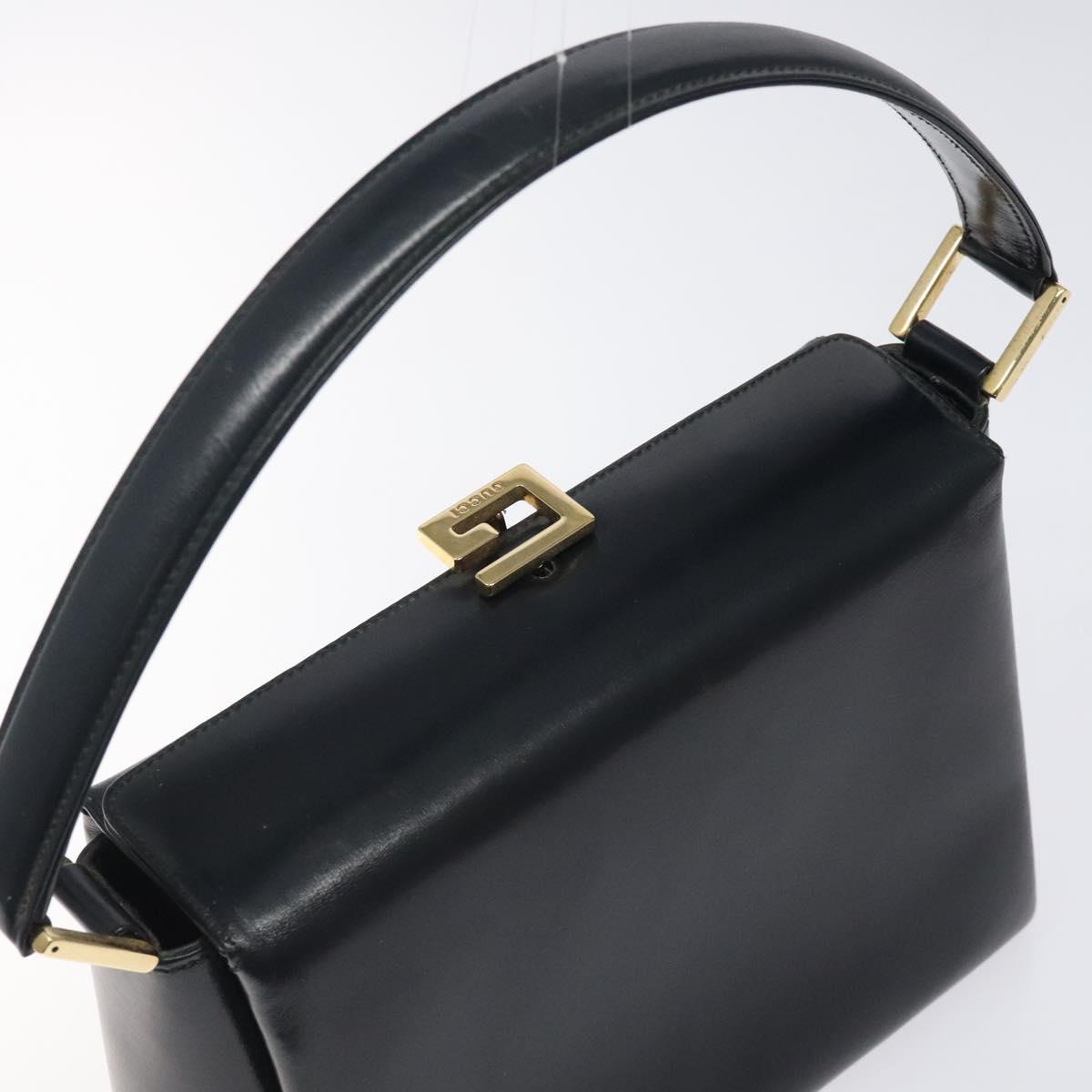 GUCCI Hand Bag Leather Navy Gold 000 1448 1269 Auth am8346