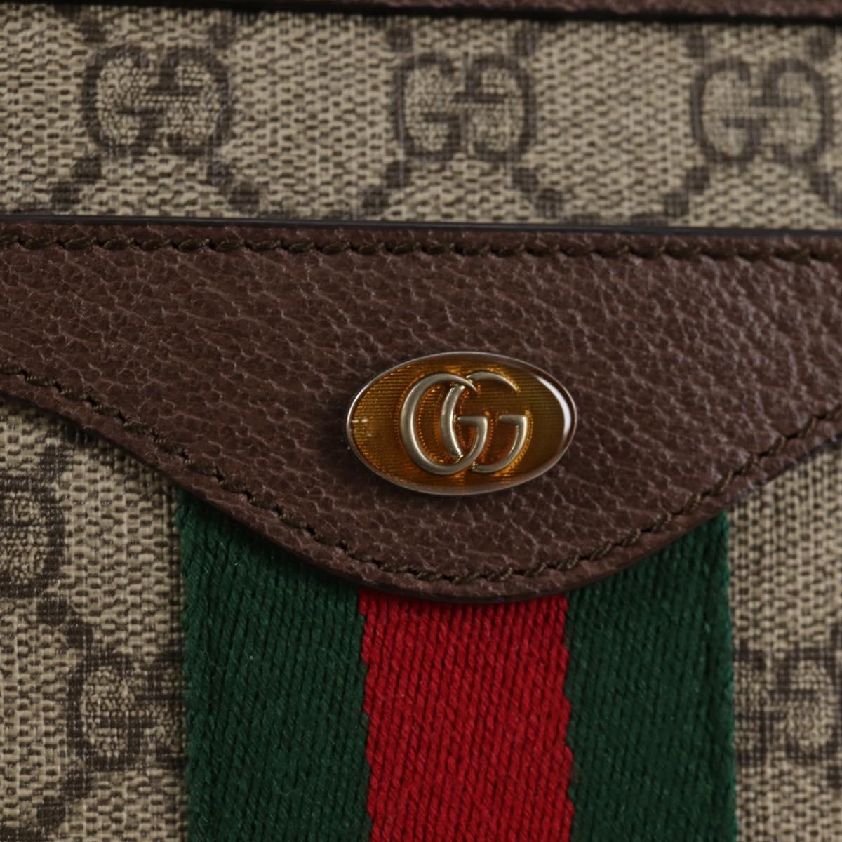 GUCCI GG Supreme Web Sherry Line Shoulder Bag PVC Beige Gold 523354 Auth am8347A