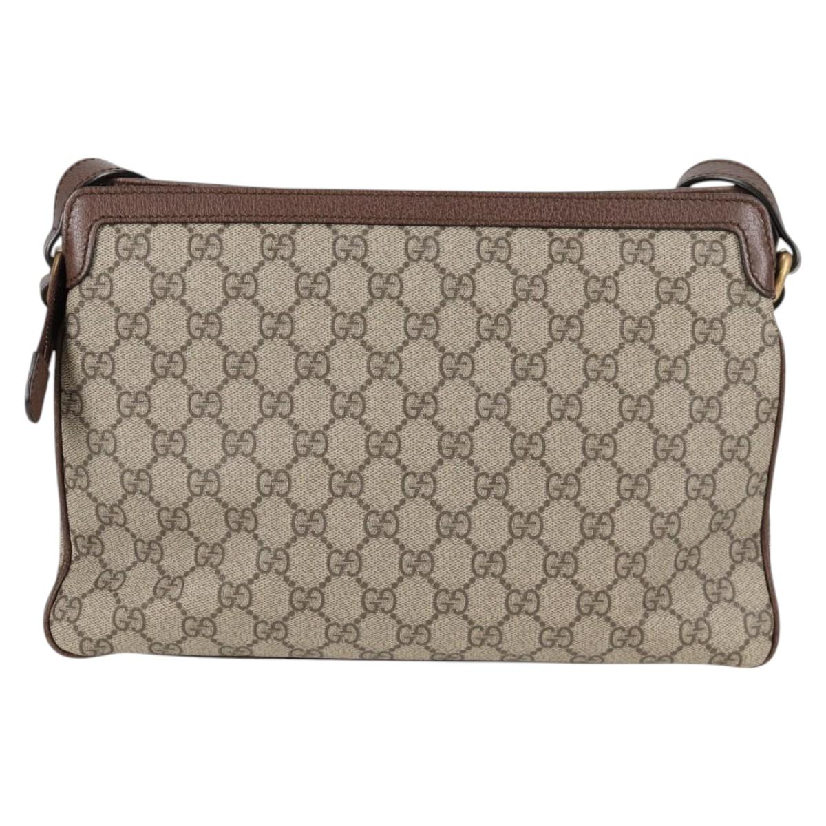 GUCCI GG Supreme Web Sherry Line Shoulder Bag PVC Beige Gold 523354 Auth am8347A