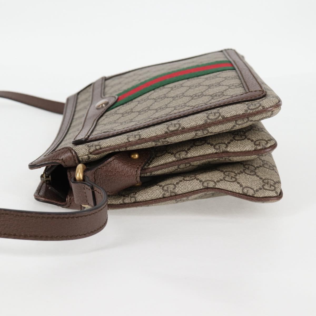 GUCCI GG Supreme Web Sherry Line Shoulder Bag PVC Beige Gold 523354 Auth am8347A
