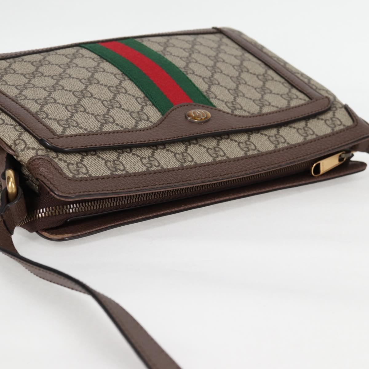 GUCCI GG Supreme Web Sherry Line Shoulder Bag PVC Beige Gold 523354 Auth am8347A