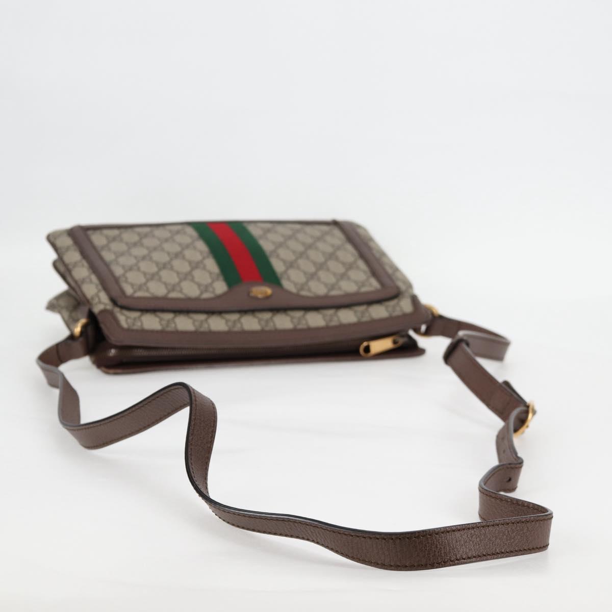 GUCCI GG Supreme Web Sherry Line Shoulder Bag PVC Beige Gold 523354 Auth am8347A