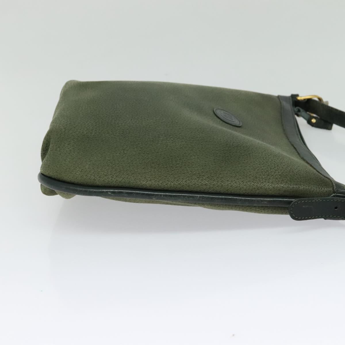 GUCCI Shoulder Bag Leather Green Gold Auth am8352