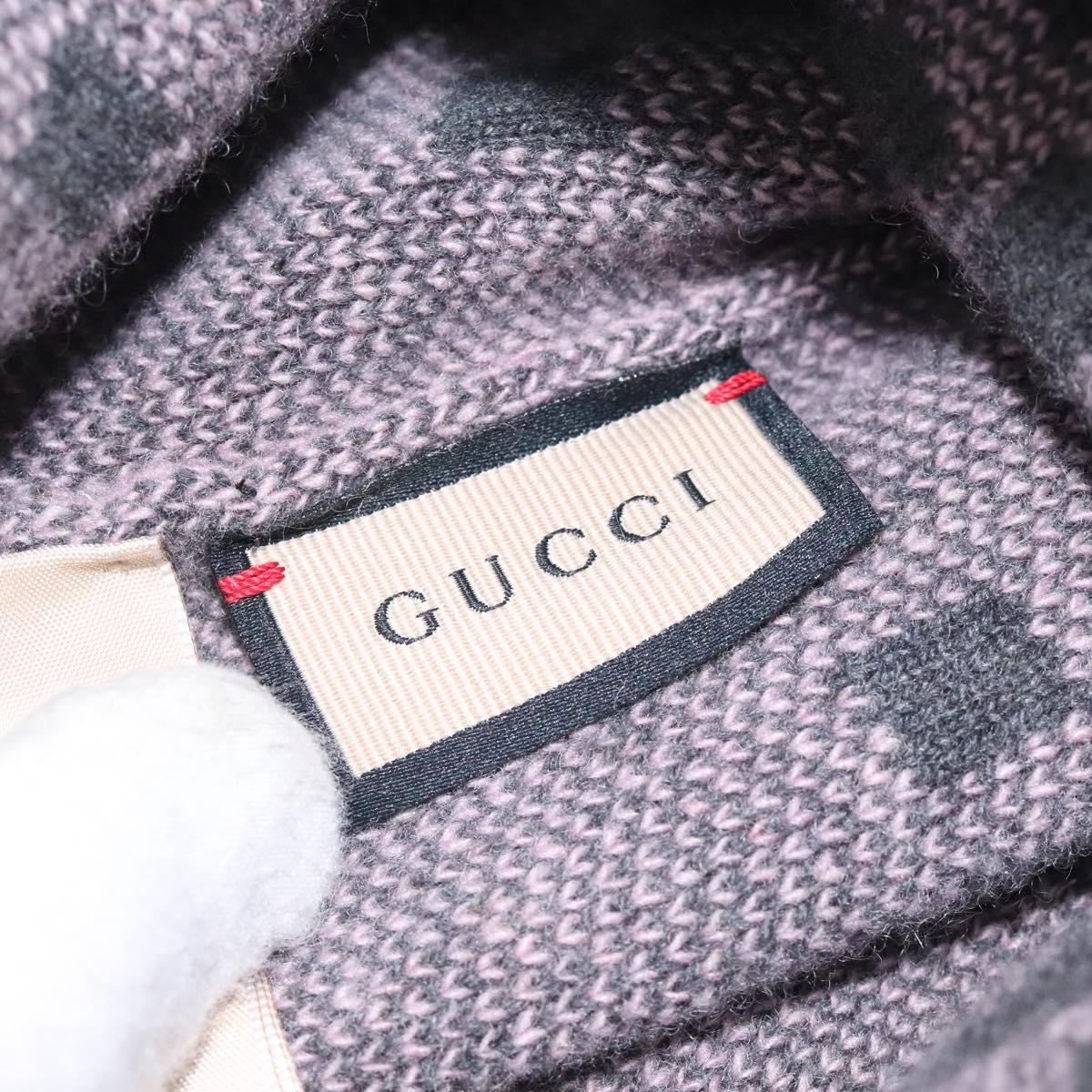 GUCCI GG Canvas Knitted Fabrics Cap Cashmere M Pink 676827 Auth am8353