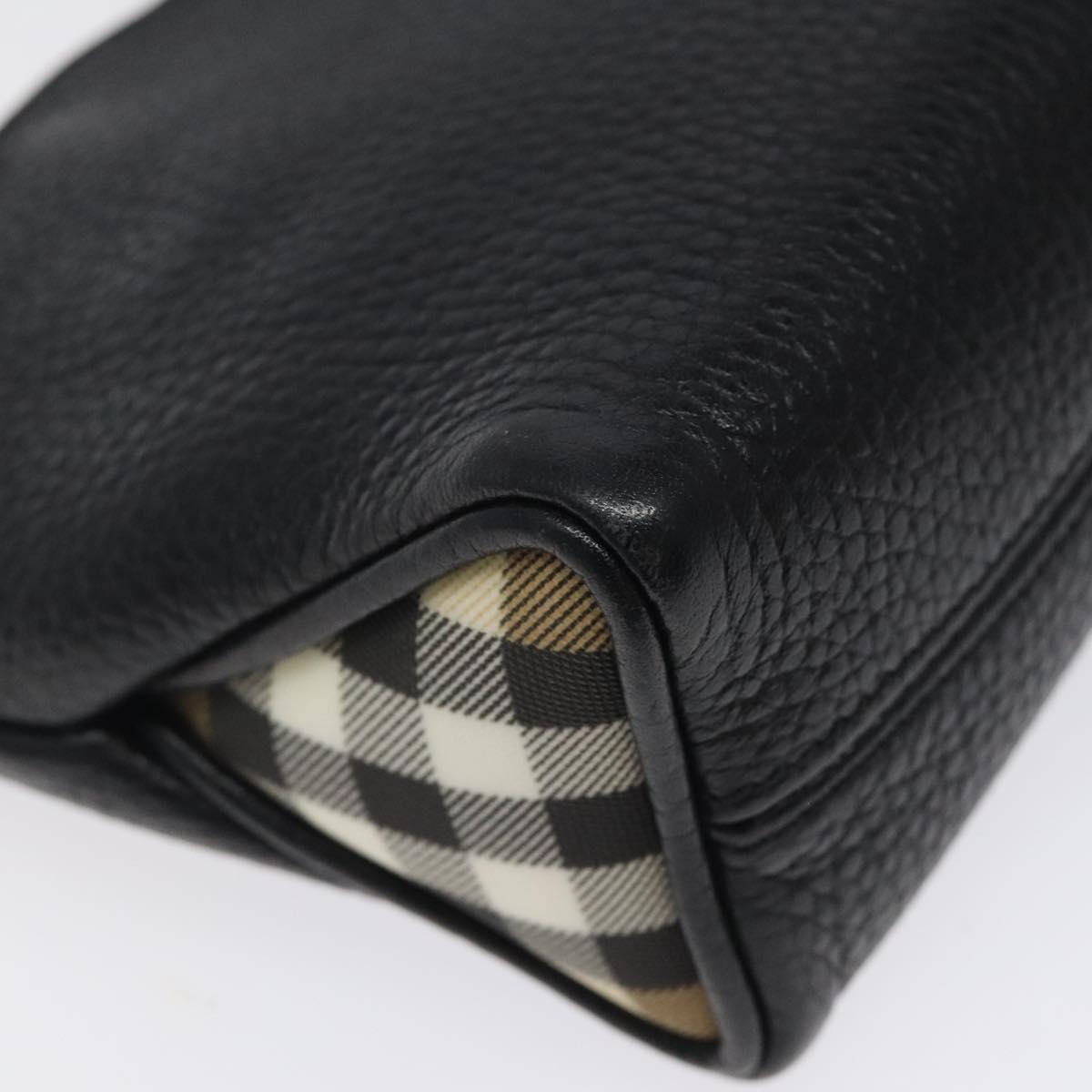 BURBERRY Shoulder Bag Leather Black Silver Auth am8354