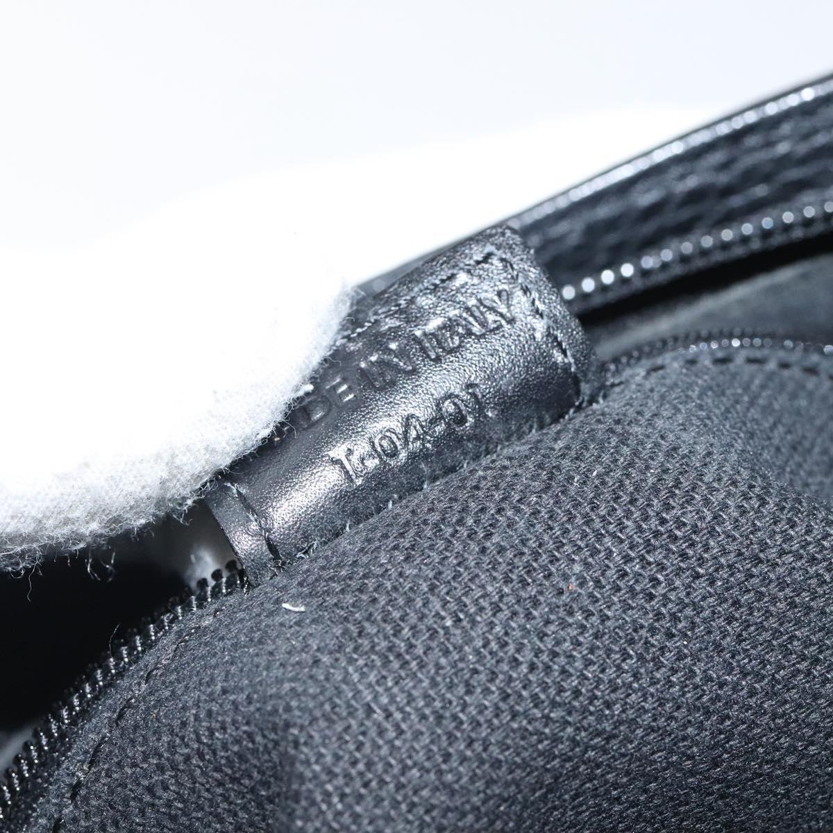 BURBERRY Shoulder Bag Leather Black Silver Auth am8354