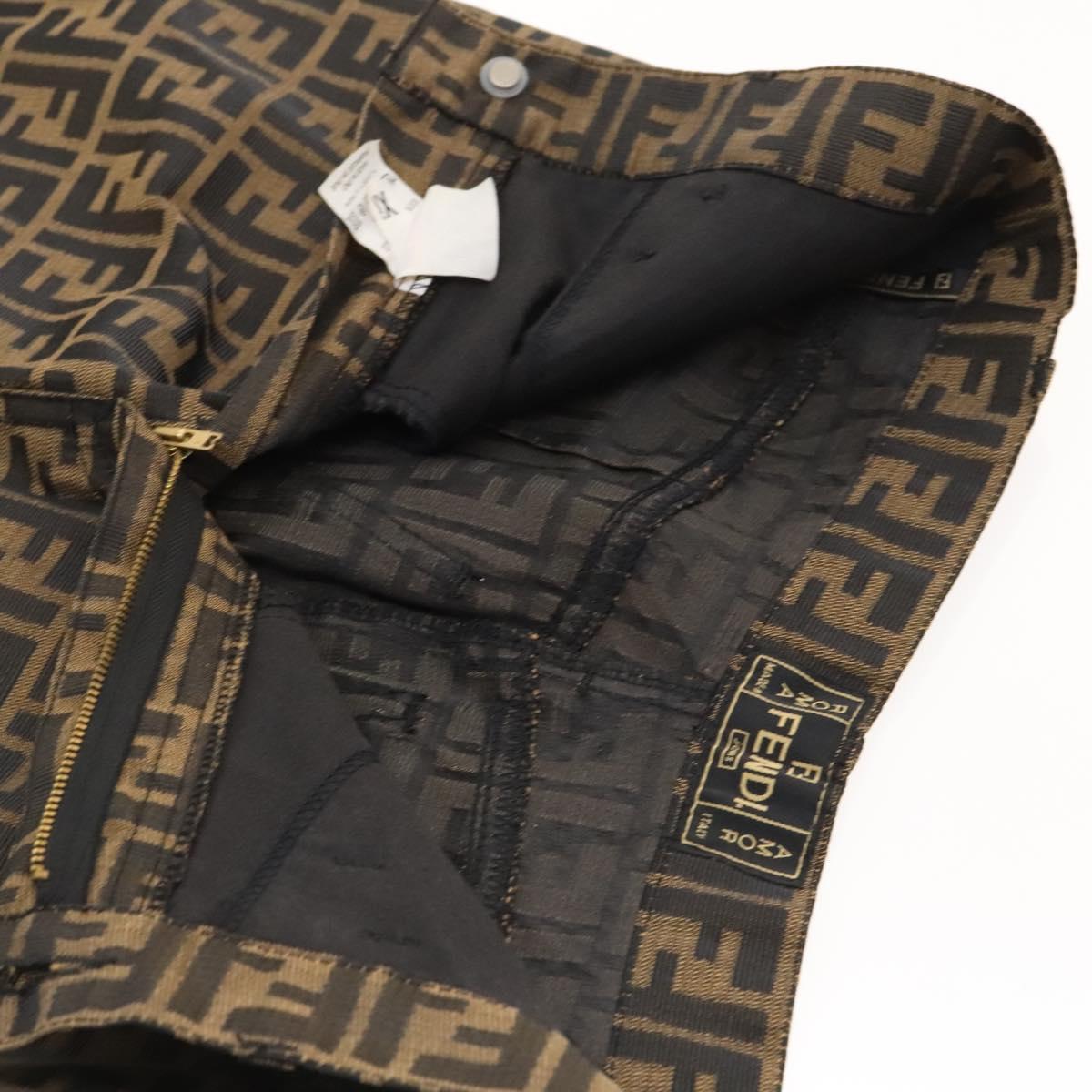 FENDI Zucca Canvas Skirt Black Brown Auth am8388