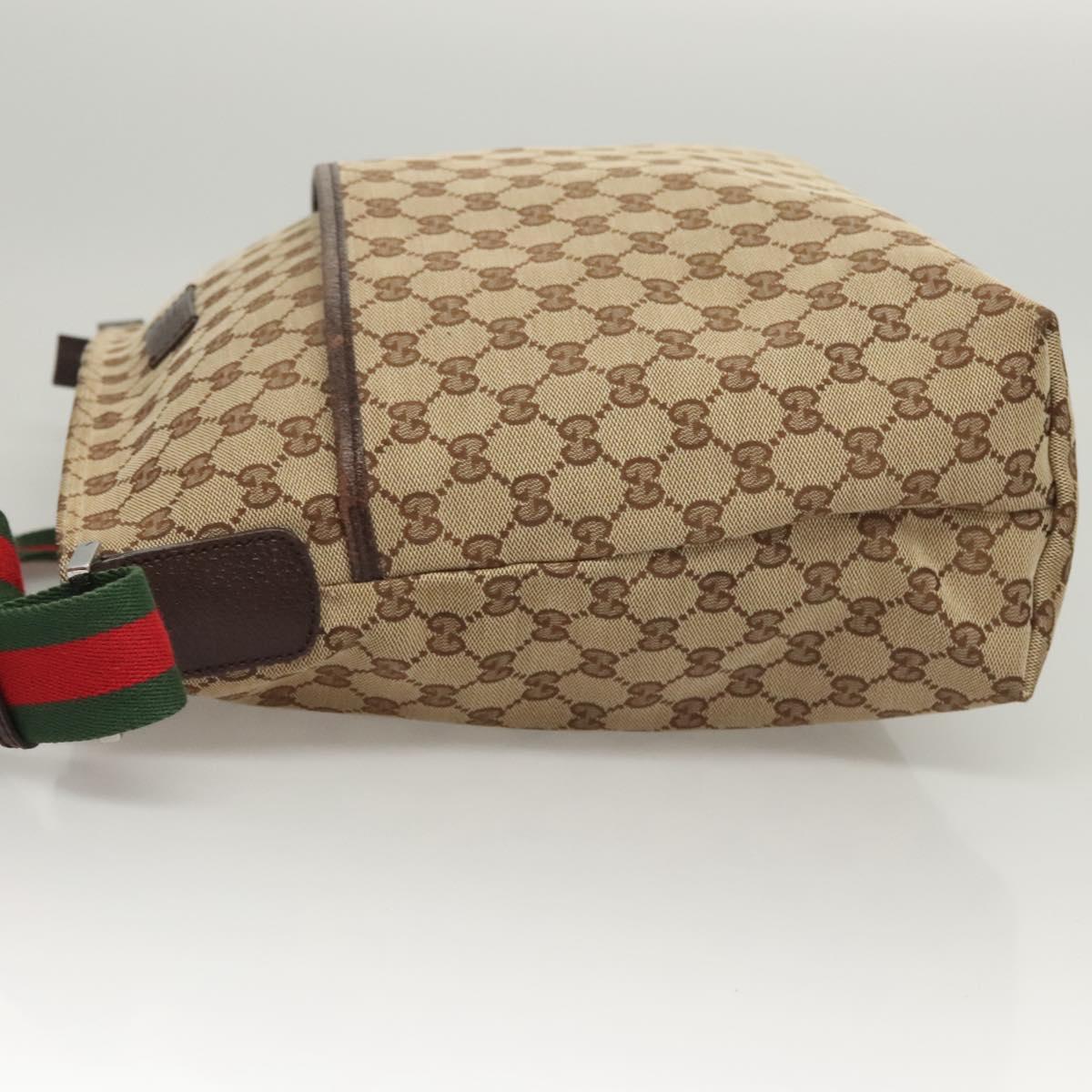 GUCCI GG Canvas Web Sherry Line Shoulder Bag Beige Green Red 189751 Auth am8390