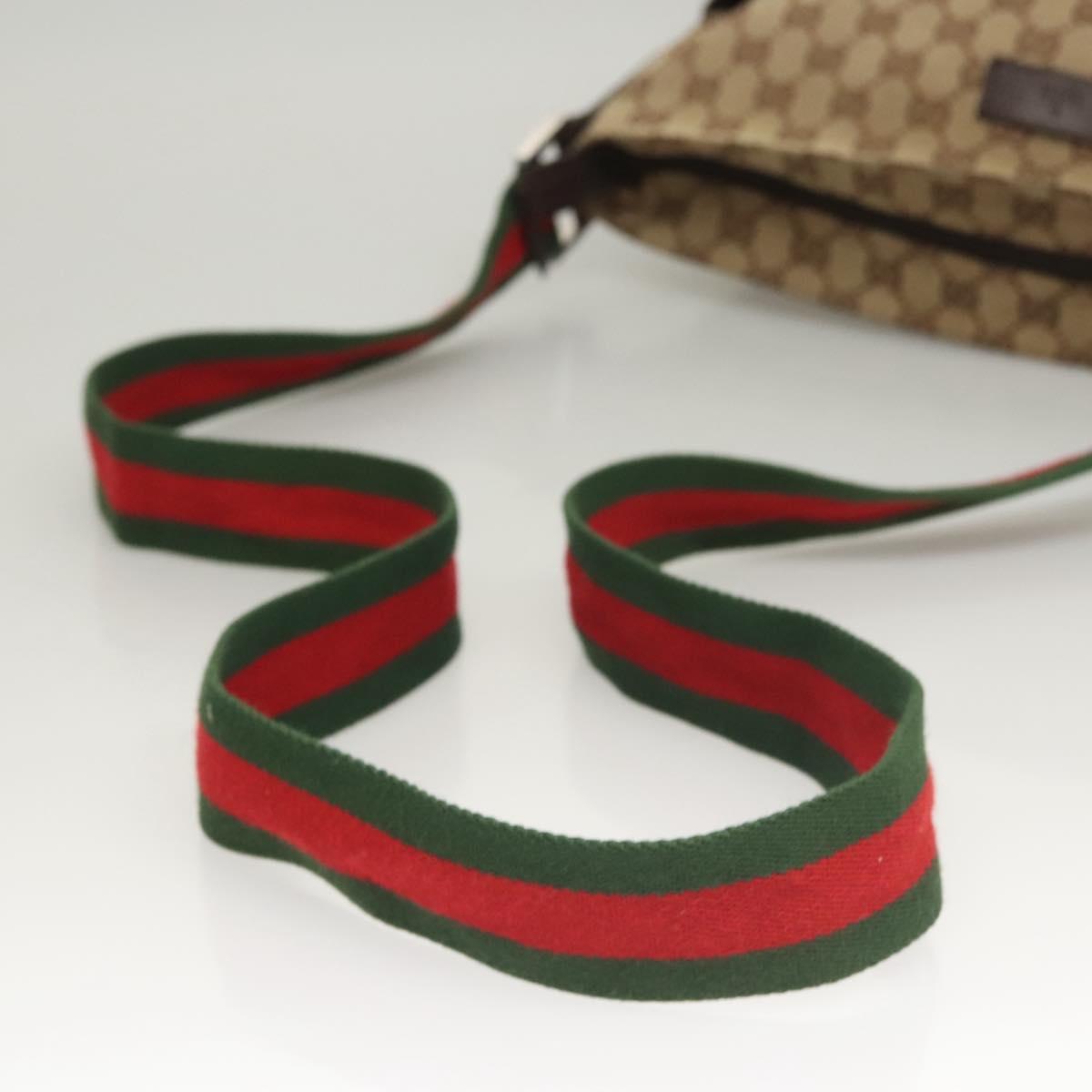 GUCCI GG Canvas Web Sherry Line Shoulder Bag Beige Green Red 189751 Auth am8390
