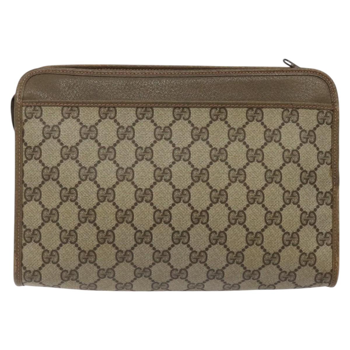 GUCCI GG Plus Supreme Clutch Bag PVC Beige 97 01 037 Auth am8392