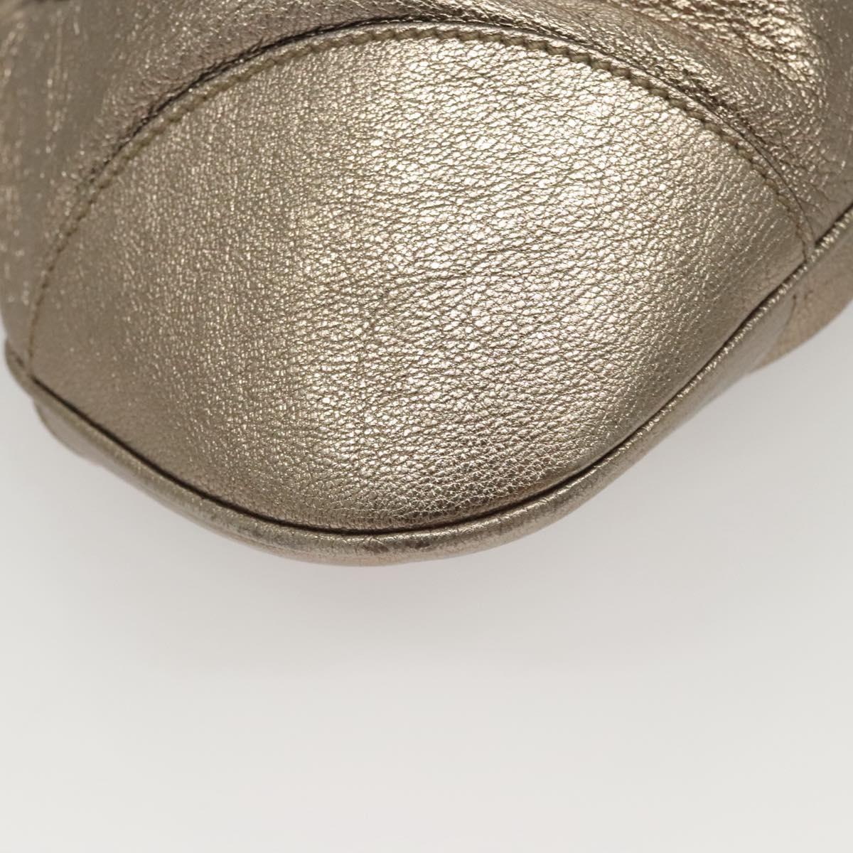 Salvatore Ferragamo Gancini Hand Bag Leather Gold Tone Silver Auth am8396