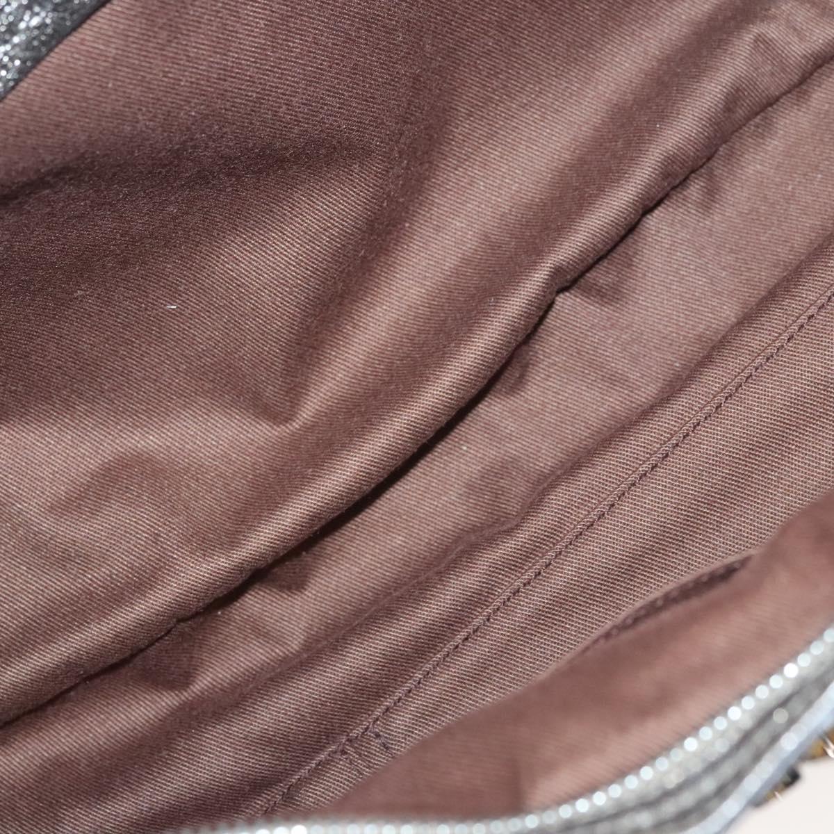 Salvatore Ferragamo Gancini Hand Bag Leather Gold Tone Silver Auth am8396