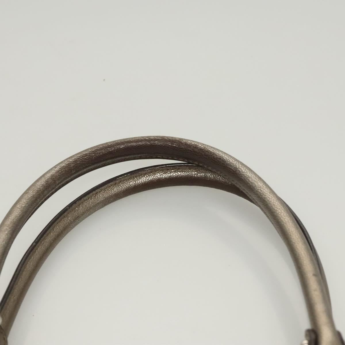 Salvatore Ferragamo Gancini Hand Bag Leather Gold Tone Silver Auth am8396