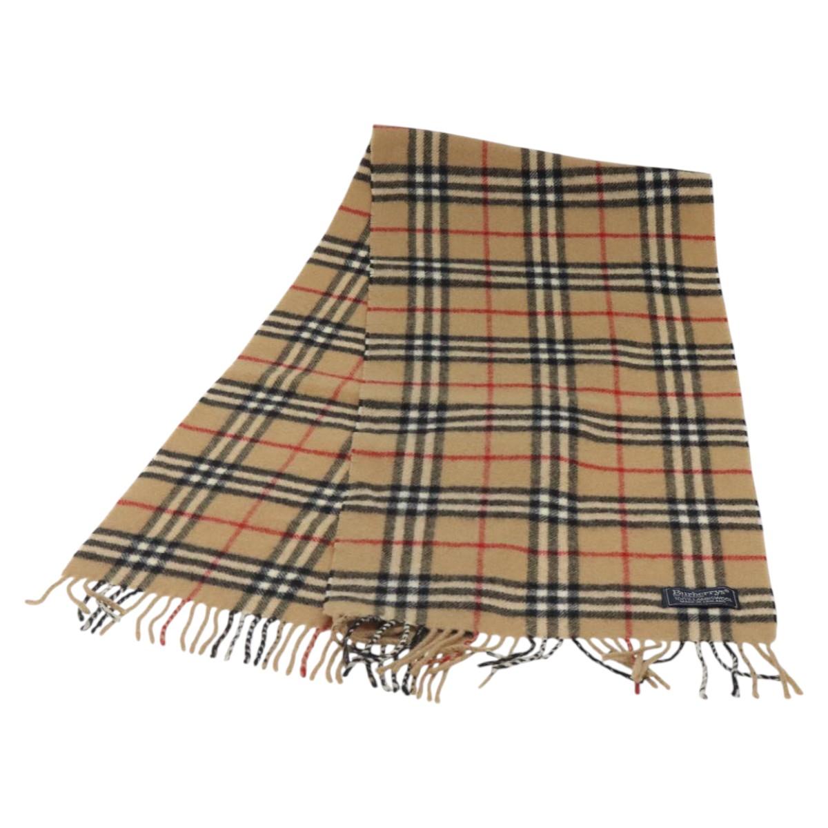 Burberrys Nova Check Scarf Wool Beige Auth am8415