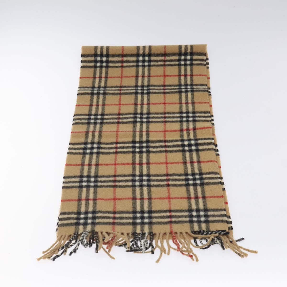 Burberrys Nova Check Scarf Wool Beige Auth am8415