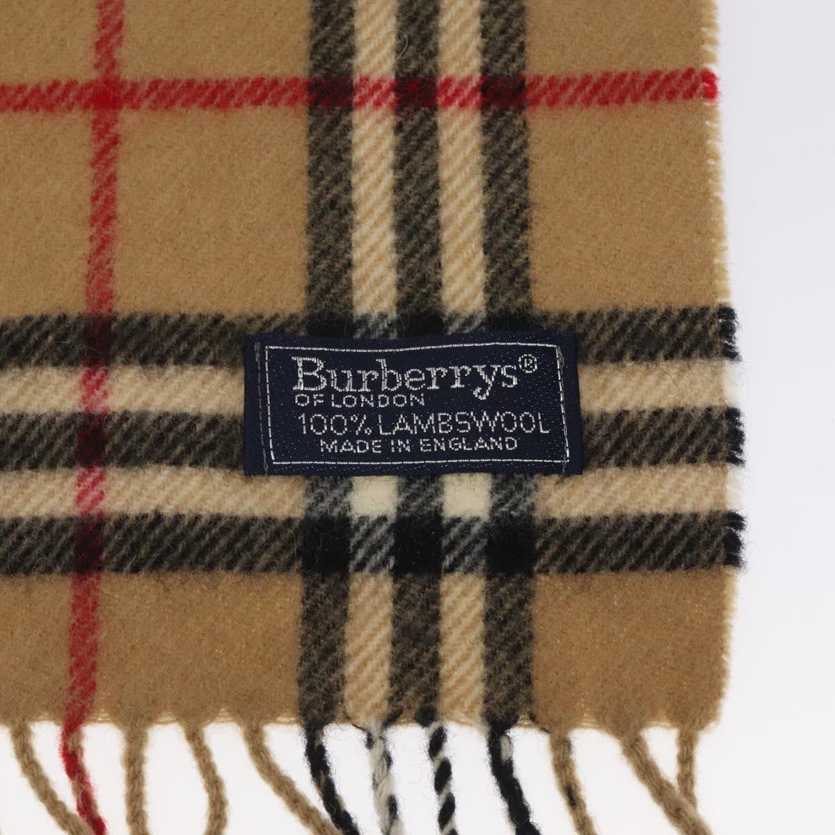 Burberrys Nova Check Scarf Wool Beige Auth am8415