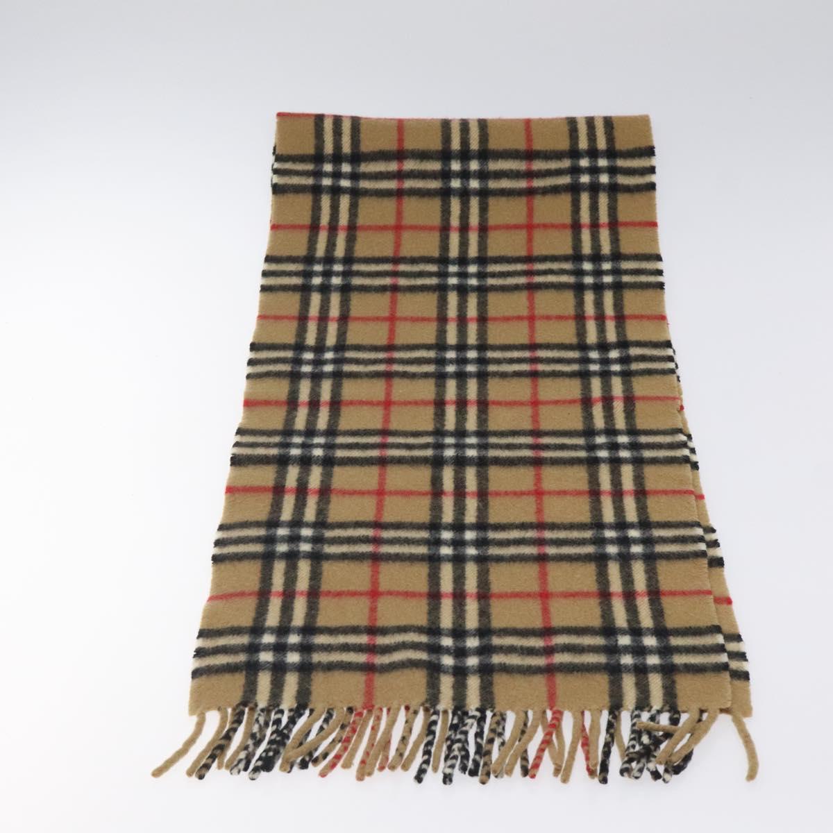Burberrys Nova Check Scarf Cashmere Beige Auth am8416