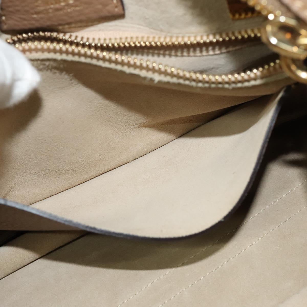 Chloe Hailey Hand Bag Leather 2way Beige Gold Auth am8424