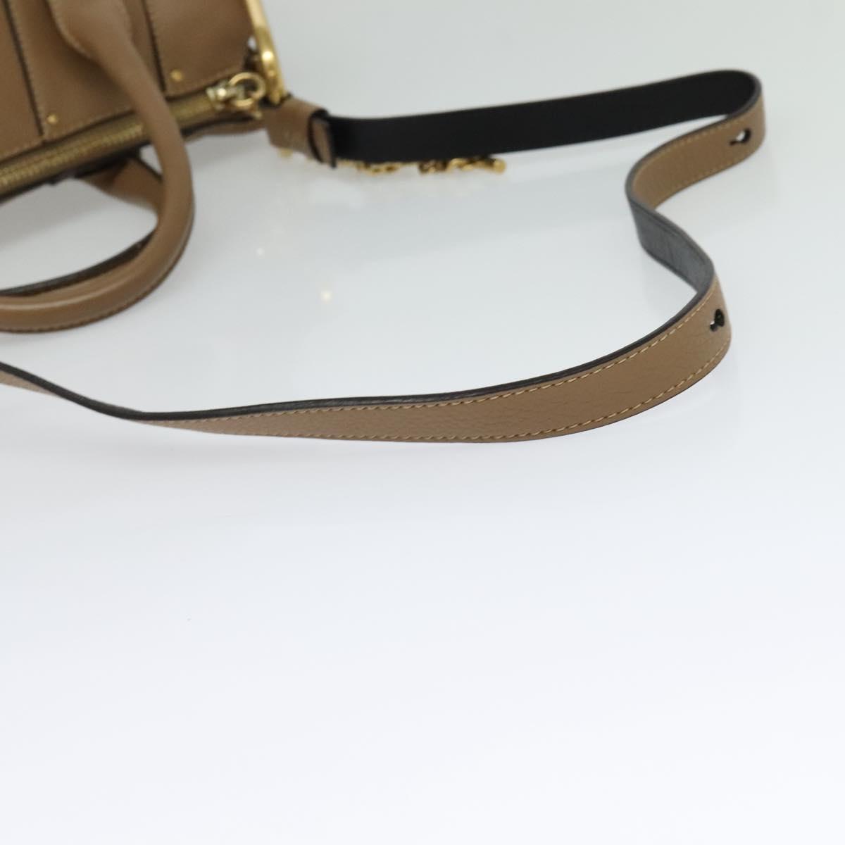 Chloe Hailey Hand Bag Leather 2way Beige Gold Auth am8424