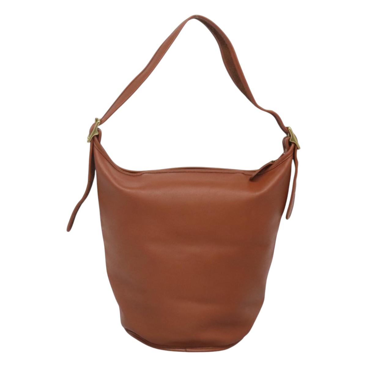 Coach Shoulder Bag Leather Brown Auth am8426