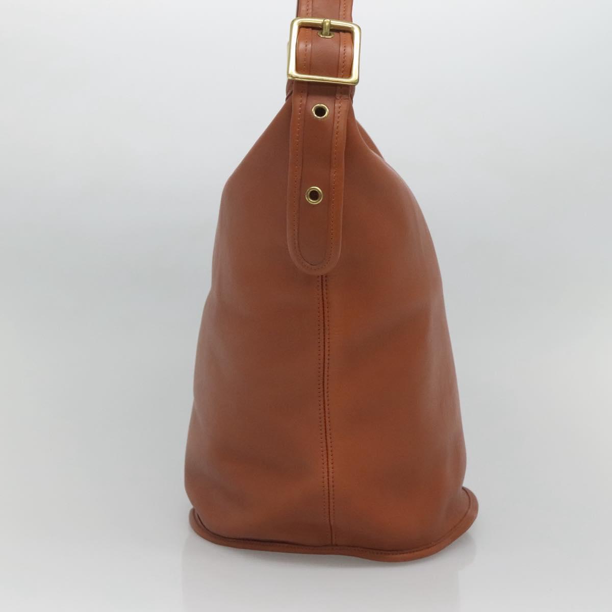 Coach Shoulder Bag Leather Brown Auth am8426