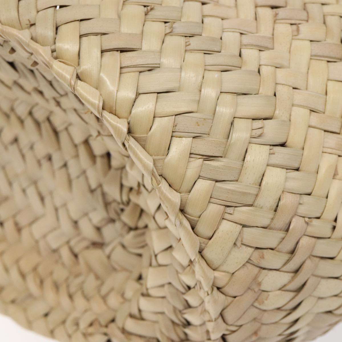 LOEWE Anagram Basket bag Hand Bag Raffia Leather Beige Red Silver Auth am8437