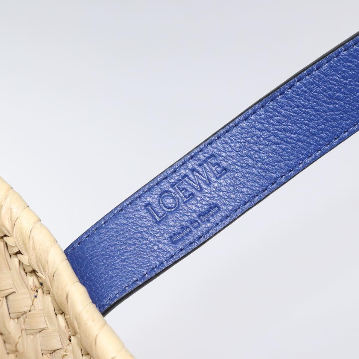 LOEWE Anagram Basket bag Hand Bag Raffia Leather Beige Red Silver Auth am8437