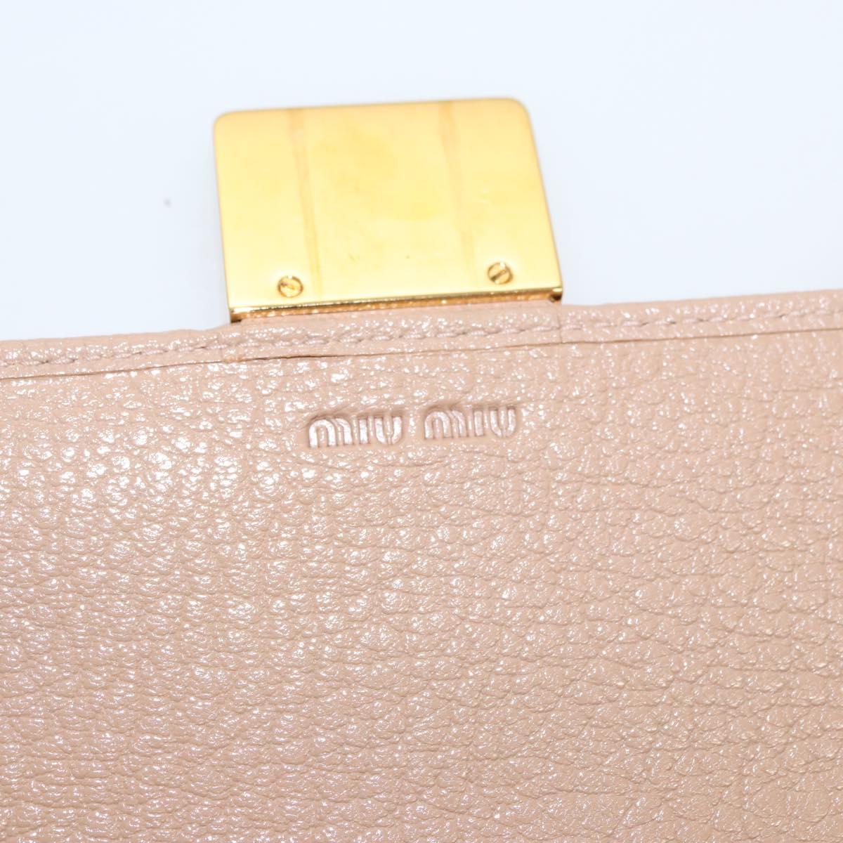 Miu Miu Chain Wallet Leather Pink Gold Auth am8441