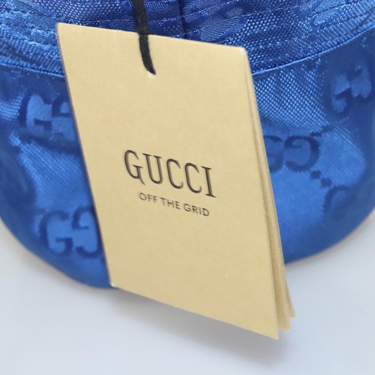 GUCCI GG Canvas Off The Grid Bucket Hat M Blue 627115 Auth am8448